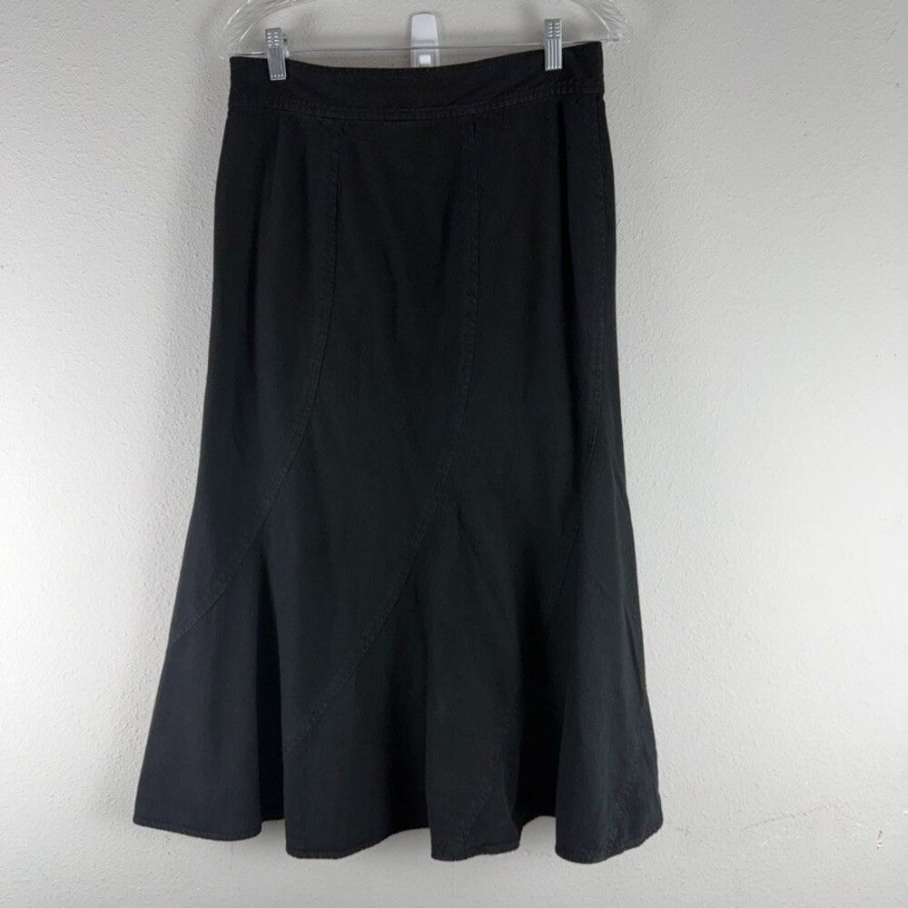 Vintage Lauren Ralph LRL M Y2K Black Paneled Midi Skirt Flared Whimsigoth Goth